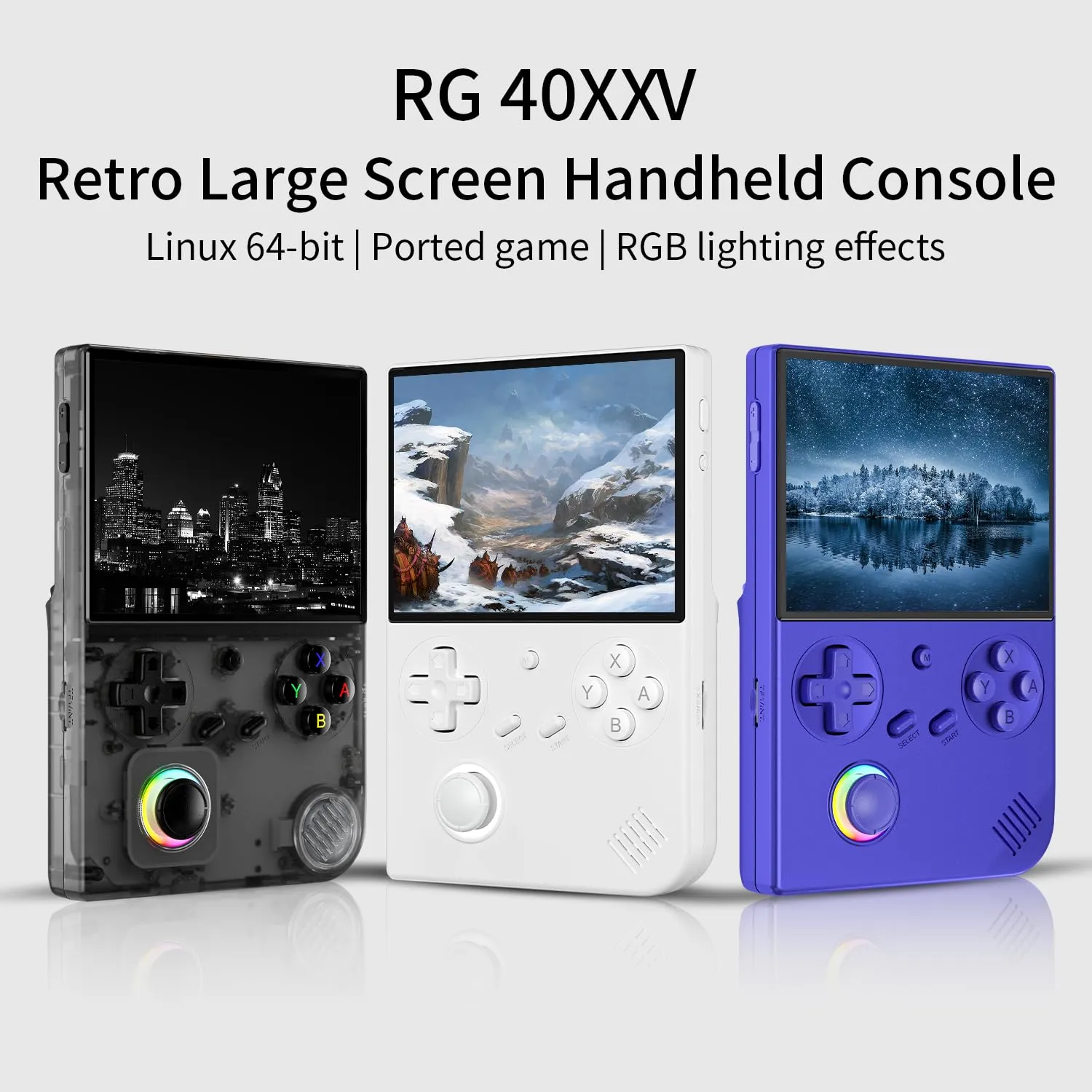RG40XX V Retro Handheld Game Console , RG40XXV 4.0 Inch IPS Screen Linux System Built-in 64G TF Card 5017 Games Support TV Output 5G WiFi Bluetooth 4.2(Transparent Black)