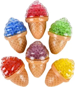 Rhode Island Novelty 3.5 Inch Squeezy Bead Ice Cream Cone (12 Pieces Per Order)