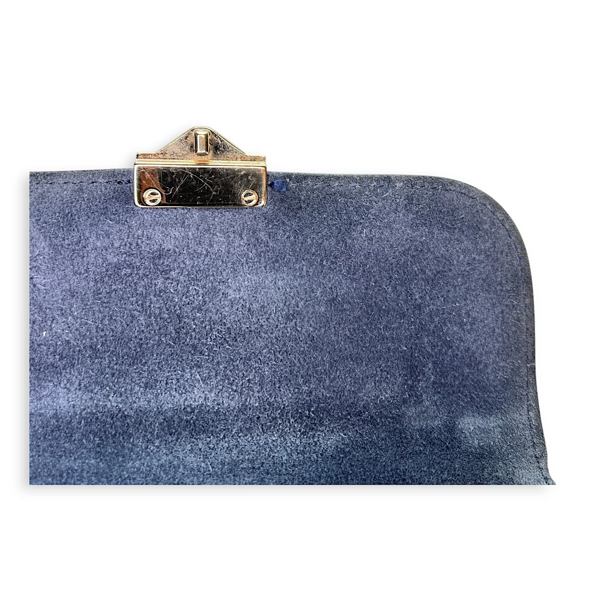 Rockstud Glam Lock Navy Crossbody Bag in Calfskin, Light Gold hardware
