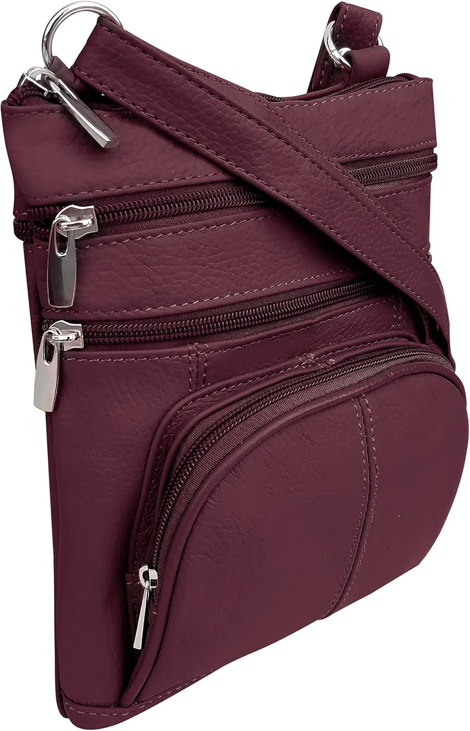 Roma Leathers Genuine X-Large Crossbody Purse, Multi-Pocket, Adjustable Strap, XL