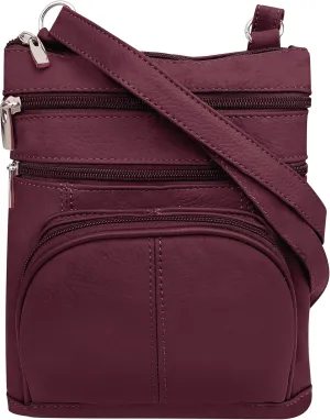 Roma Leathers Genuine X-Large Crossbody Purse, Multi-Pocket, Adjustable Strap, XL