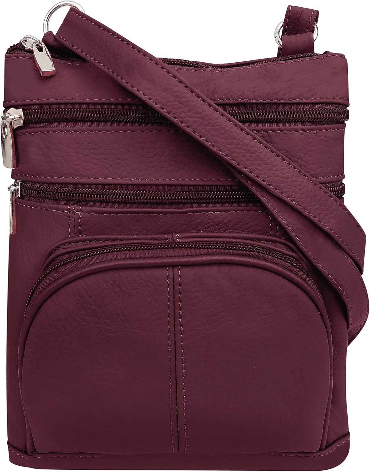 Roma Leathers Genuine X-Large Crossbody Purse, Multi-Pocket, Adjustable Strap, XL