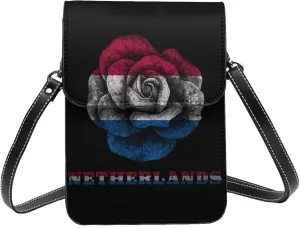 Rose Netherlands Dutch Hollander Netherlander Flag Small Crossbody Bag Is A Shoulder Bag Designed For Women And Girls Cell Phone Crossbody Wallet Purses With Card Slots Adjustable Strap