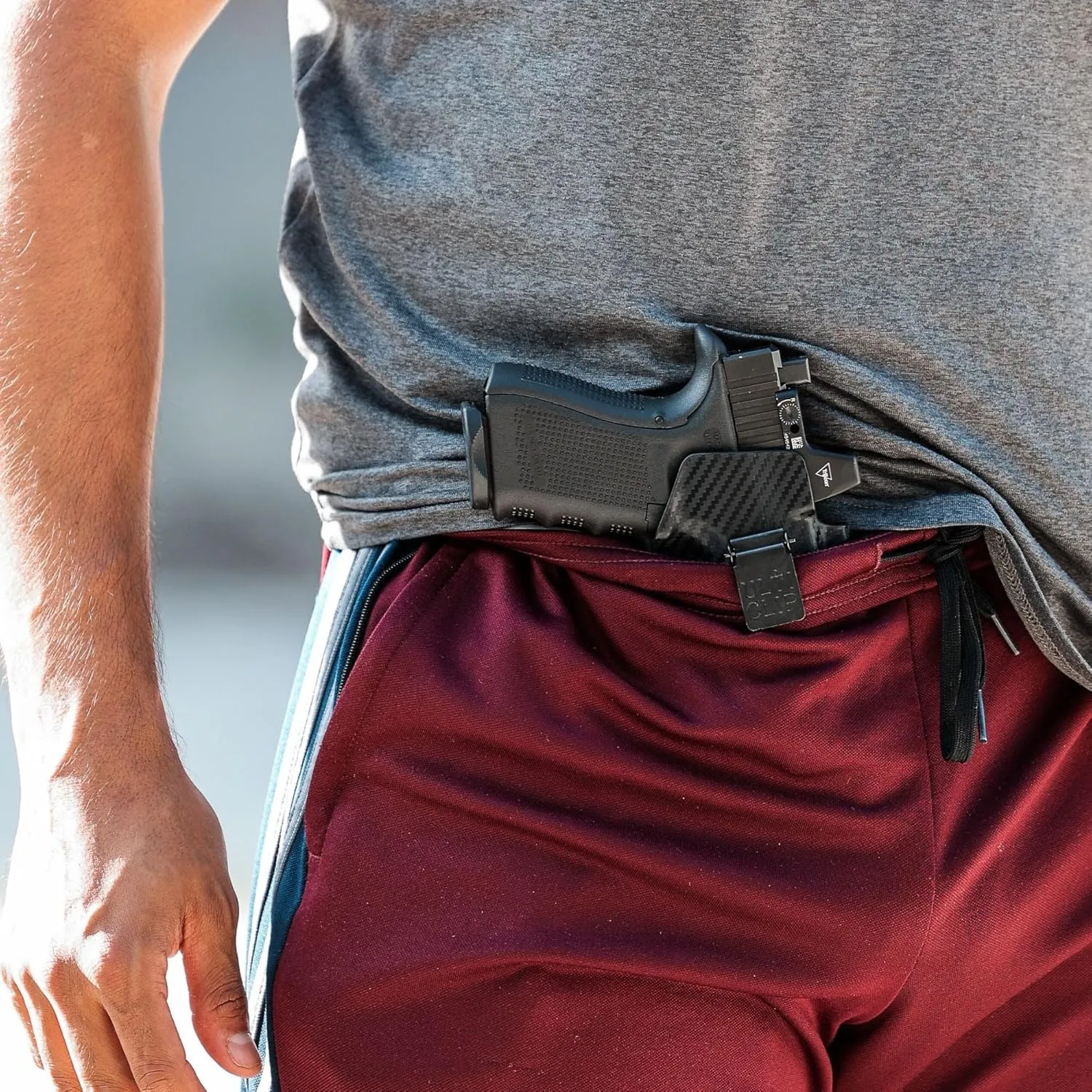 Rounded Athletic Wear Holster - Beltless IWB, Inside Waistband Concealed Carry, American Made, Concealment Express, Black Kydex, Optics Ready, Fits: