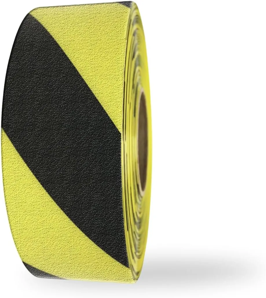 RPT-750 Hazard Safety Warning Stripe Tape - Durable Outdoor Heavy Duty Rubber Base, Reflective Slip Resistant BASt Certified for Pavement Marking, Hazardous Areas (Yellow & Black, 3" X 36')