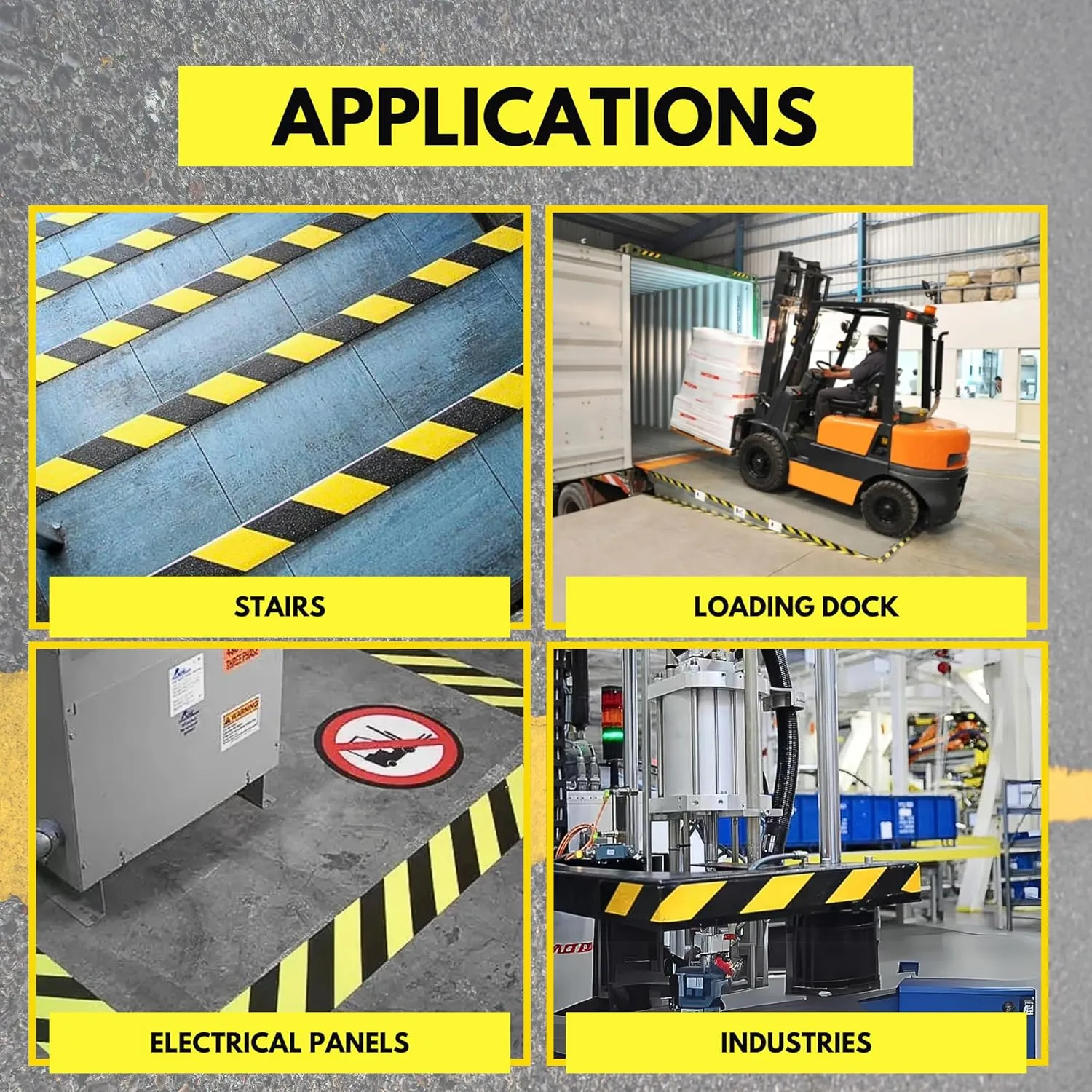 RPT-750 Hazard Safety Warning Stripe Tape - Durable Outdoor Heavy Duty Rubber Base, Reflective Slip Resistant BASt Certified for Pavement Marking, Hazardous Areas (Yellow & Black, 3" X 36')