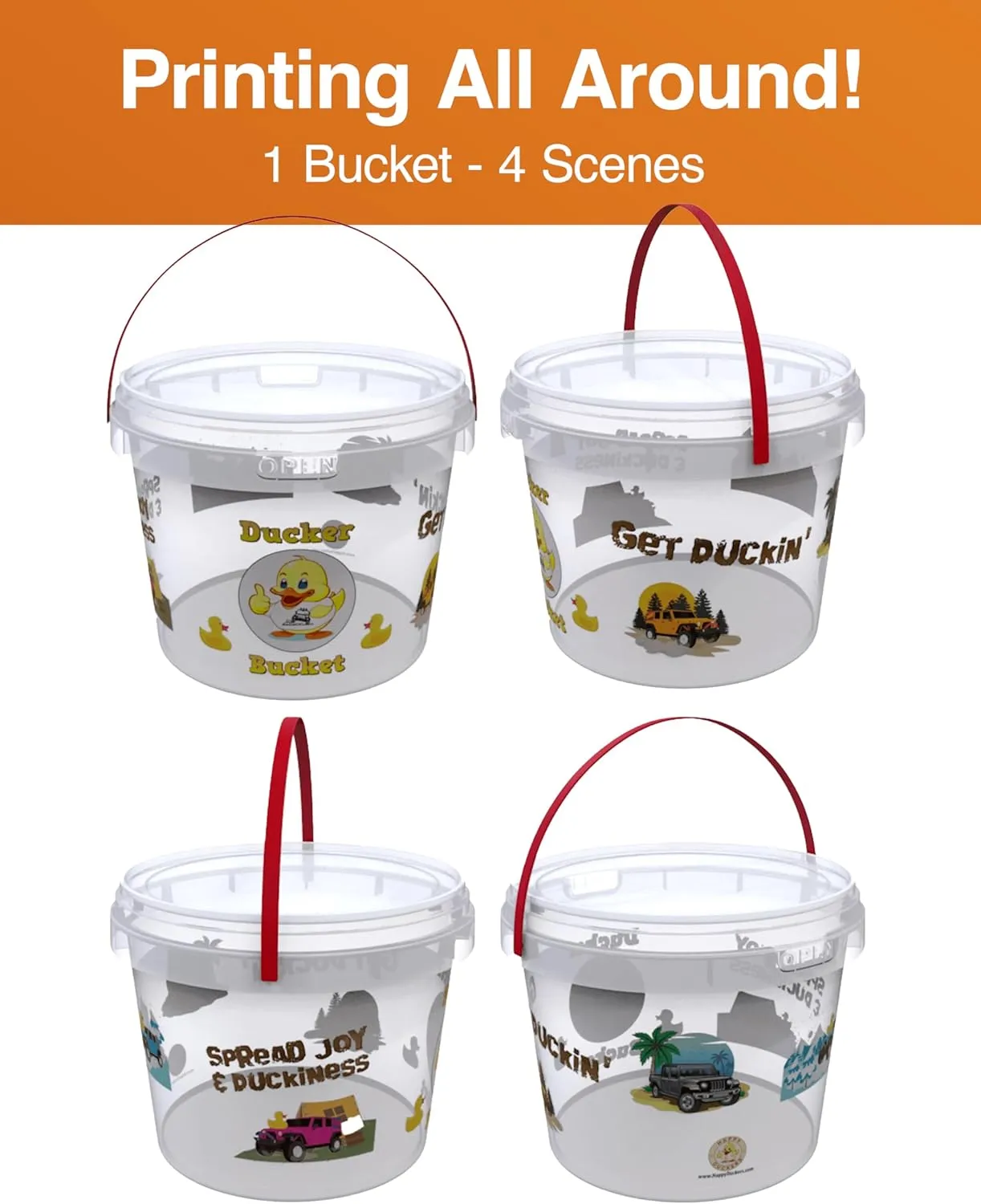 Rubber Ducks Jeep Ducking - 76 Piece kit Including Ducker Bucket, Jeep Ducking Cards & Rubber Bands Plus Official Duck Duck Jeep Mobile App