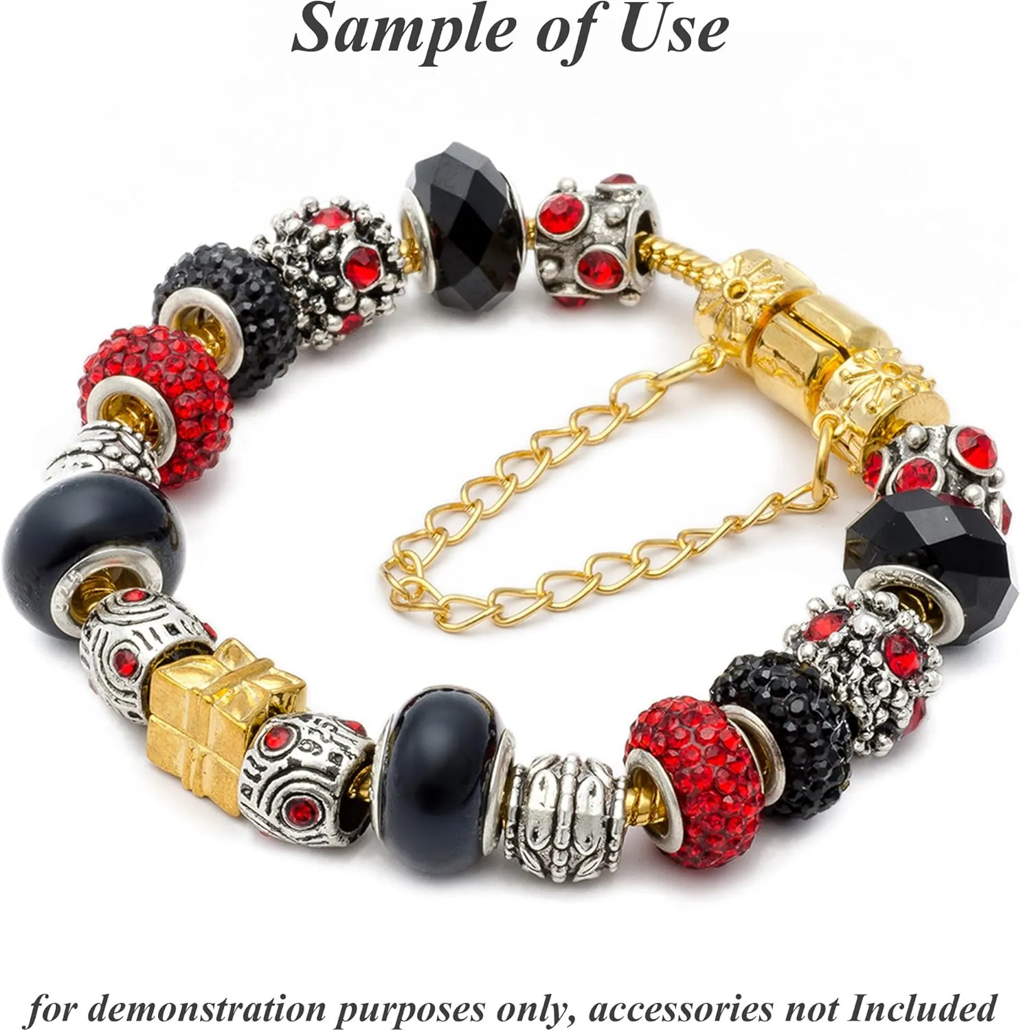 RUBYCA Big Hole Large Crystal Slide Charm Beads fit European Charm Bracelet (20pcs, Pink, 15mm)