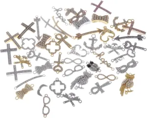 RUBYCA Mix Assortment 25pcs Lot Metal Sideways Crystal Bracelet Connector Bead DIY Jewelry Shamballa