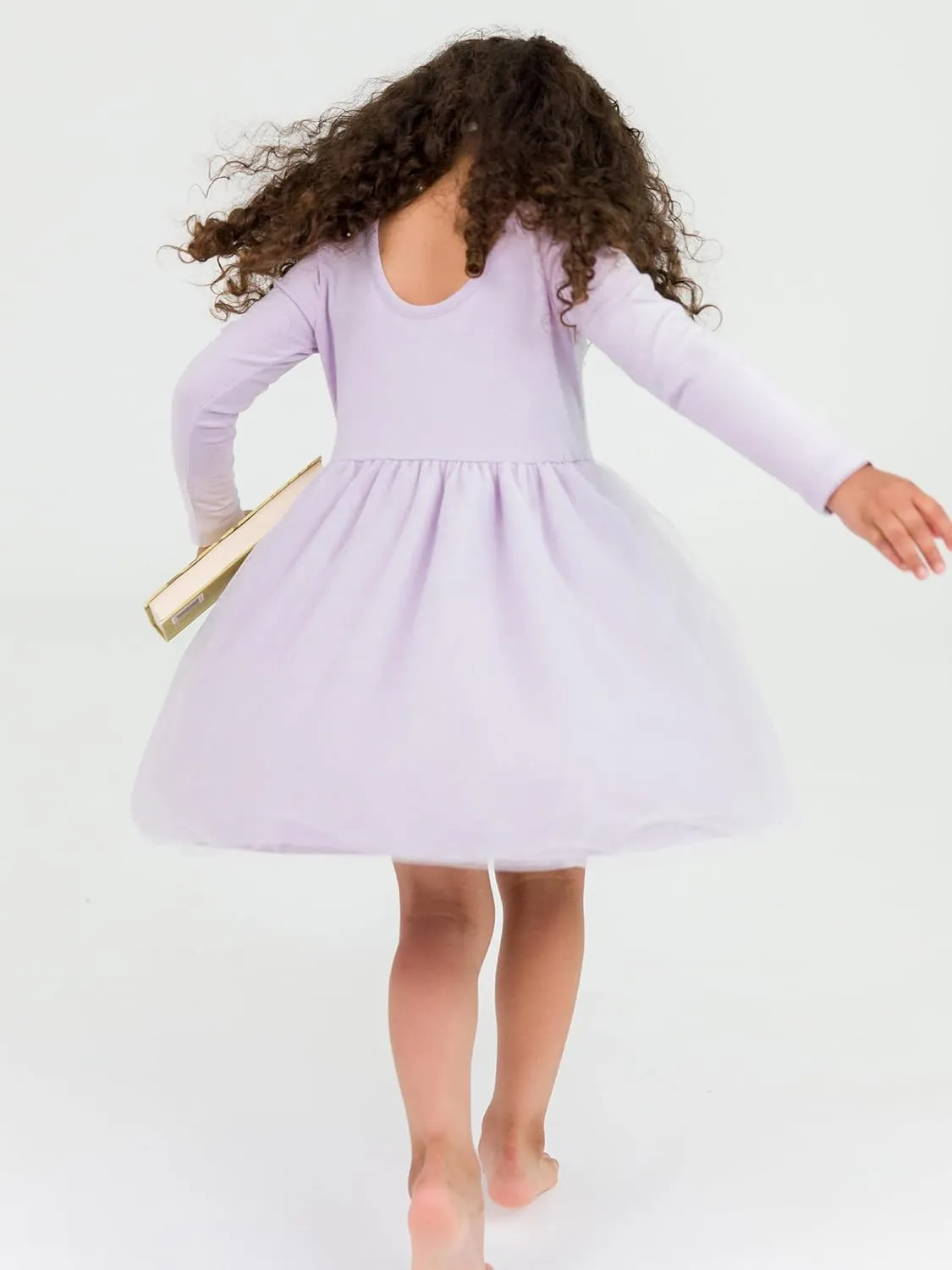 RuffleButts Baby/Toddler Girls Long Sleeve Tulle Twirl Dress