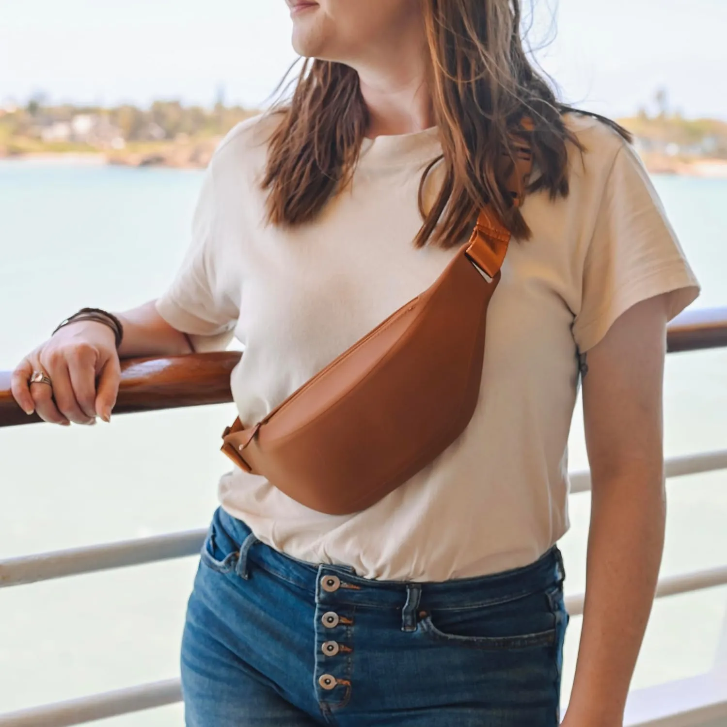 Ryan & Rose Cutie Belt Bag - Crossbody for Women, Fanny Pack, Sling Bag (Saddle)