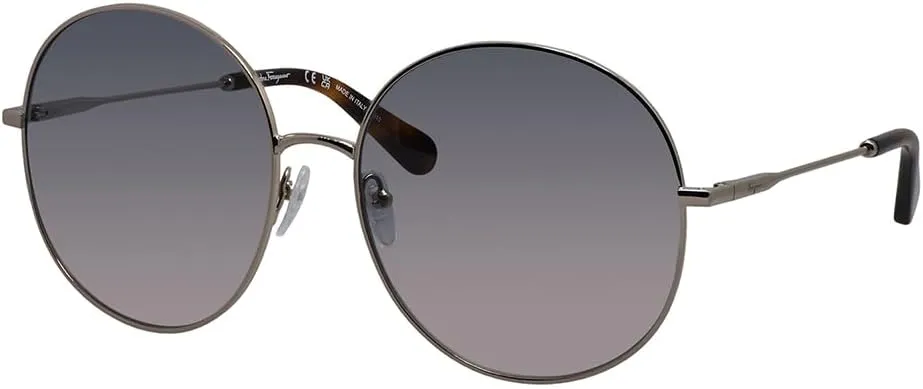 Salvatore Ferragamo SF 299S 688 Rose Gold Metal Round Sunglasses Blue Gradient Lens