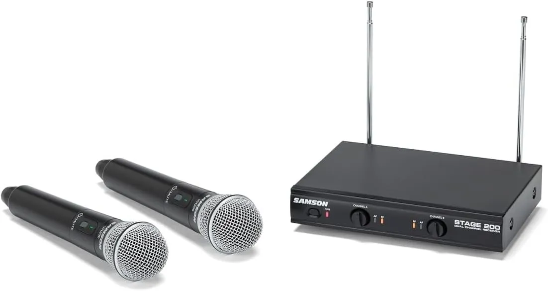 Samson Stage 200 Dual-Channel Handheld VHF Wireless System with Two Q6 Dynamic Microphones (Group B)