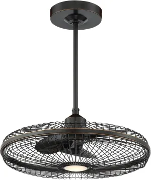 Savoy House 29-FD-122-44 Wetherby Mid-Century Modern Industrial Caged Fandelier Ceiling Fan with Remote, Integrated LED 1-Light 12.5 Watt, 16" H x 26" W, Classic Bronze