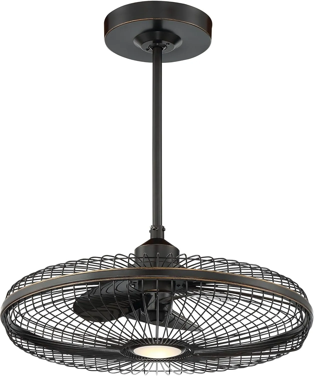 Savoy House 29-FD-122-44 Wetherby Mid-Century Modern Industrial Caged Fandelier Ceiling Fan with Remote, Integrated LED 1-Light 12.5 Watt, 16" H x 26" W, Classic Bronze