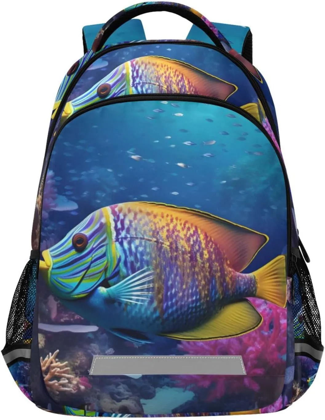 Seabed Colorful Fish Kid's Backpack for Boys Girls, Student Schoolbag Book Bag for Travel Hiking with Padded Strap & Back Panel Large Capacity 11.6×4.9×16.7 Inch