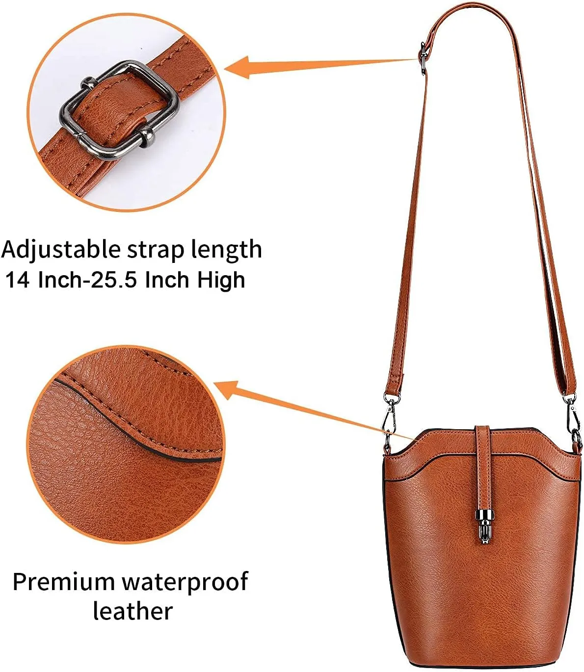 seOSTO Small Bucket Bag, Cell Phone Purse,Leather Purses For Women,Gift for Teenage Girls