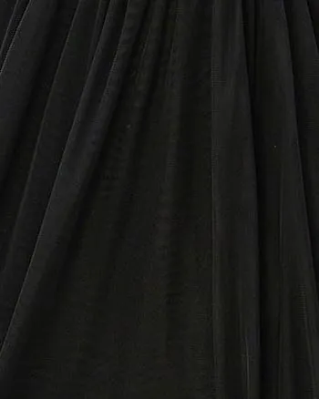 Sheer Tulle Vented Maxi Dress | Black