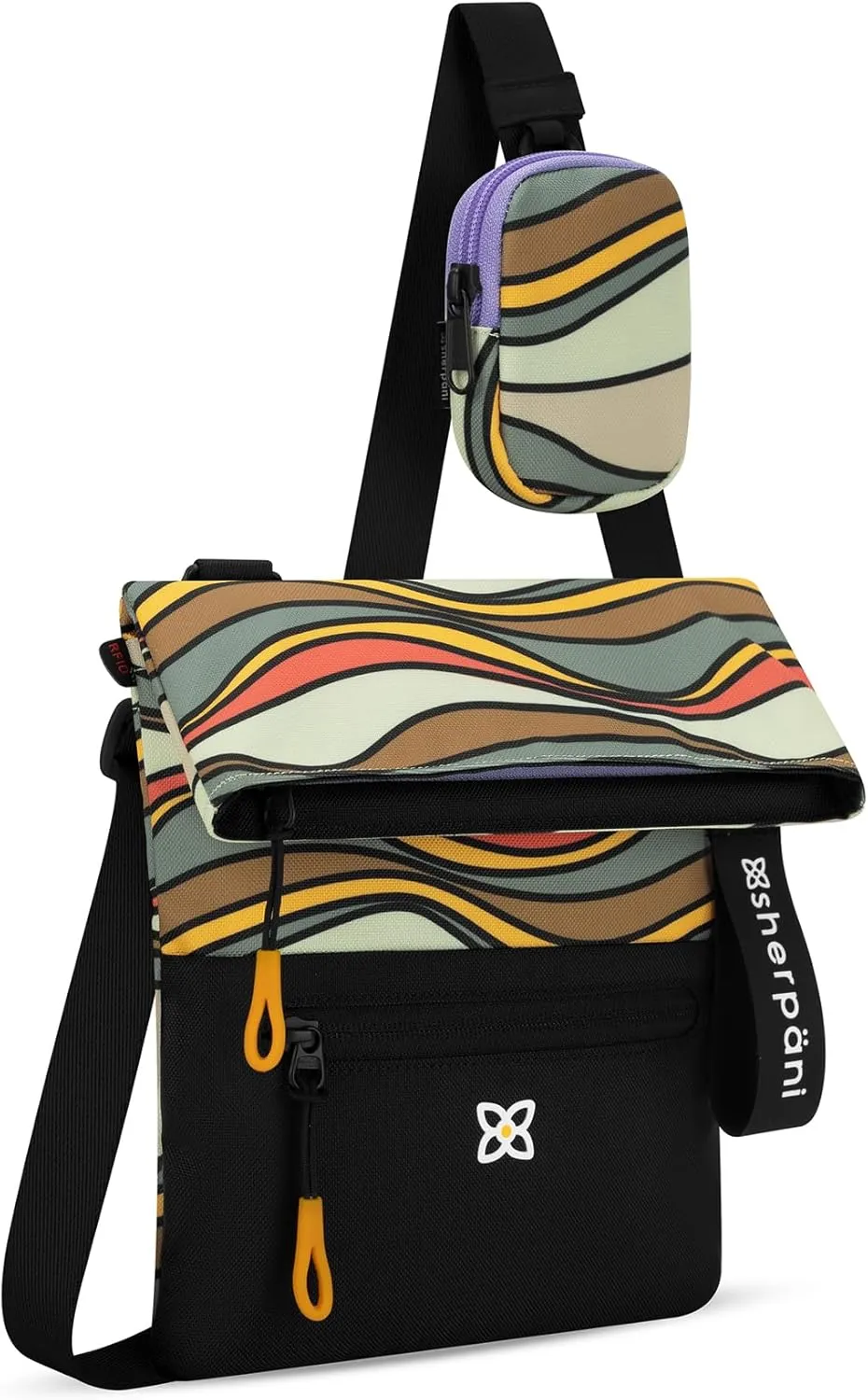 Sherpani Pica, Small Crossbody, Nylon Shoulder Bag, Lightweight 4L Purse for Women, Travel Cross Body Bag with RFID Protection, Removable Coin Purse, Travel Gift for Mothers Day 2025 (Ventura '73)
