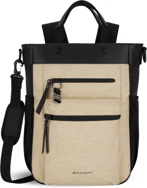 Sherpani Soleil, Anti Theft Convertible Backpack, 3 in 1 Tote Bag, Crossbody Bag, Cross Body Purse, 18L Travel Backpack, Travel Gifts for Women, RFID Protection, Fits 15” Laptop (Straw)