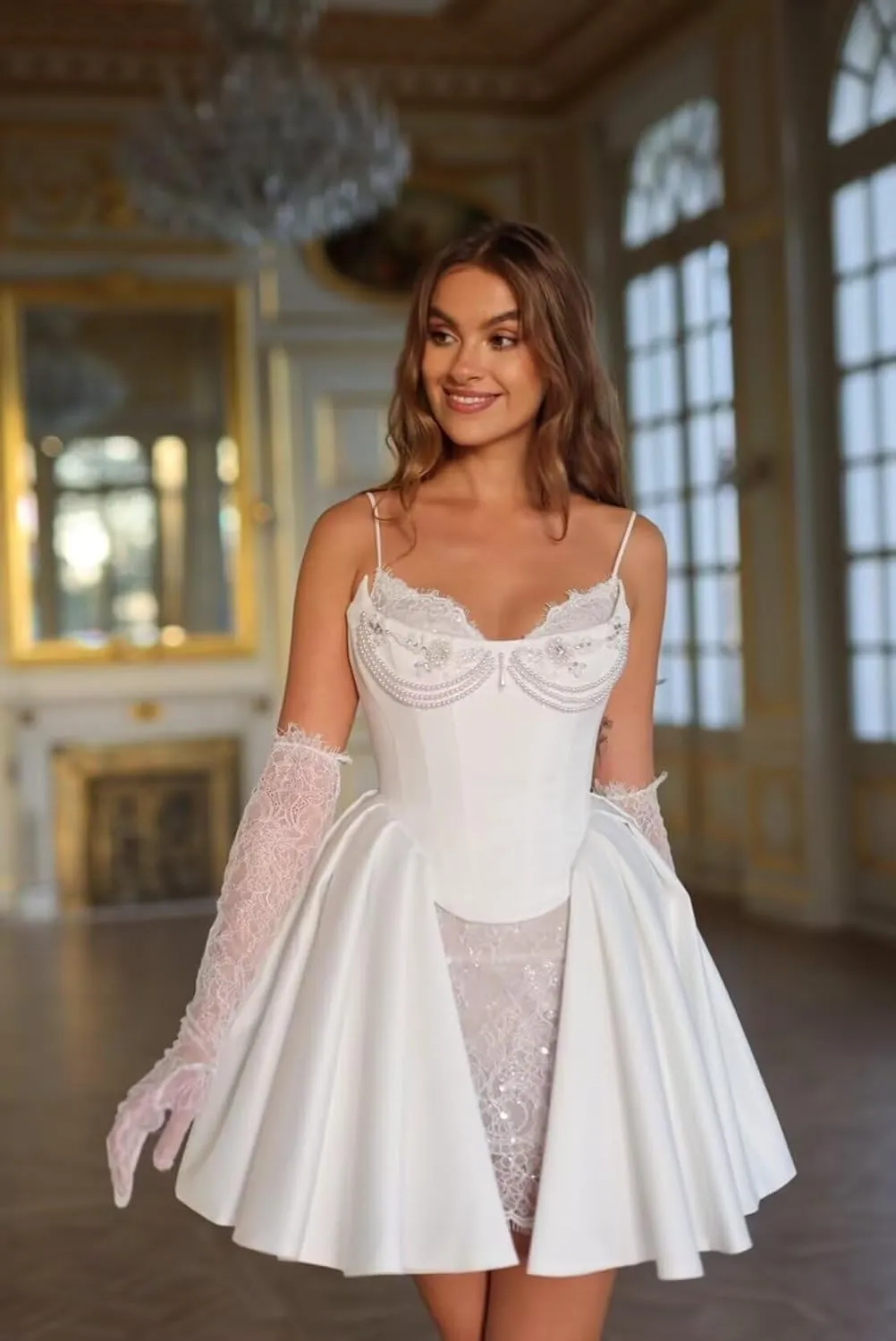 Short Wedding Dress for Women 2025 Mini Bridal Shower Dresses for Bride Wedding Reception Gowns