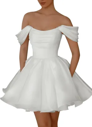 Short Wedding Dress for Women 2025 Mini Bridal Shower Dresses for Bride Wedding Reception Gowns