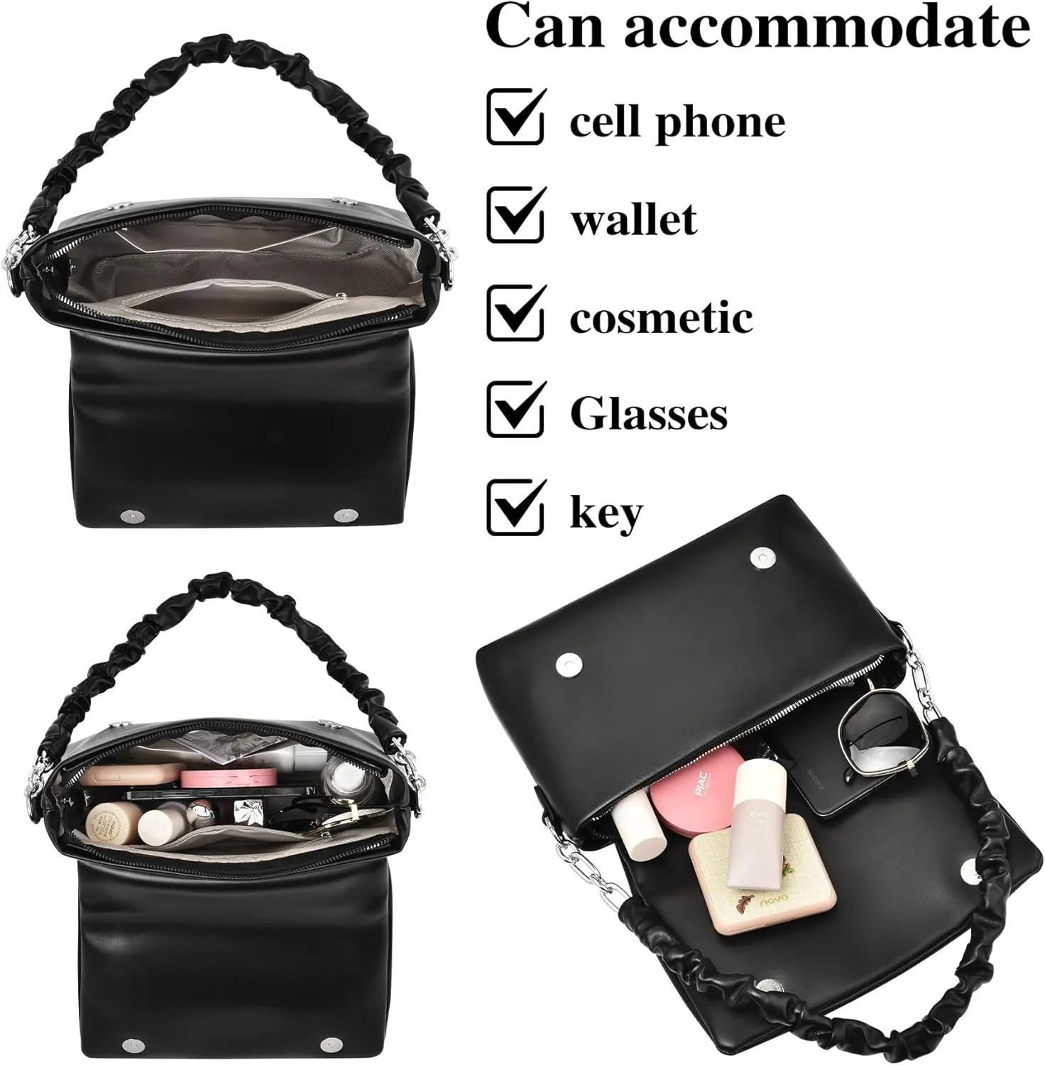 Shoulder Bags Purses for Women, Hobo Tote Bag Crossbody Wallet with 2 Removable Strap 1 Cherry