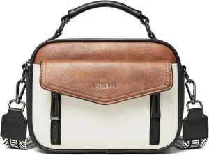 Shrrie Quilted Crossbody Bags for Women - Vegan Leather Crossbody Purses Triple Pocket Small Purses for Women Wide Strap
