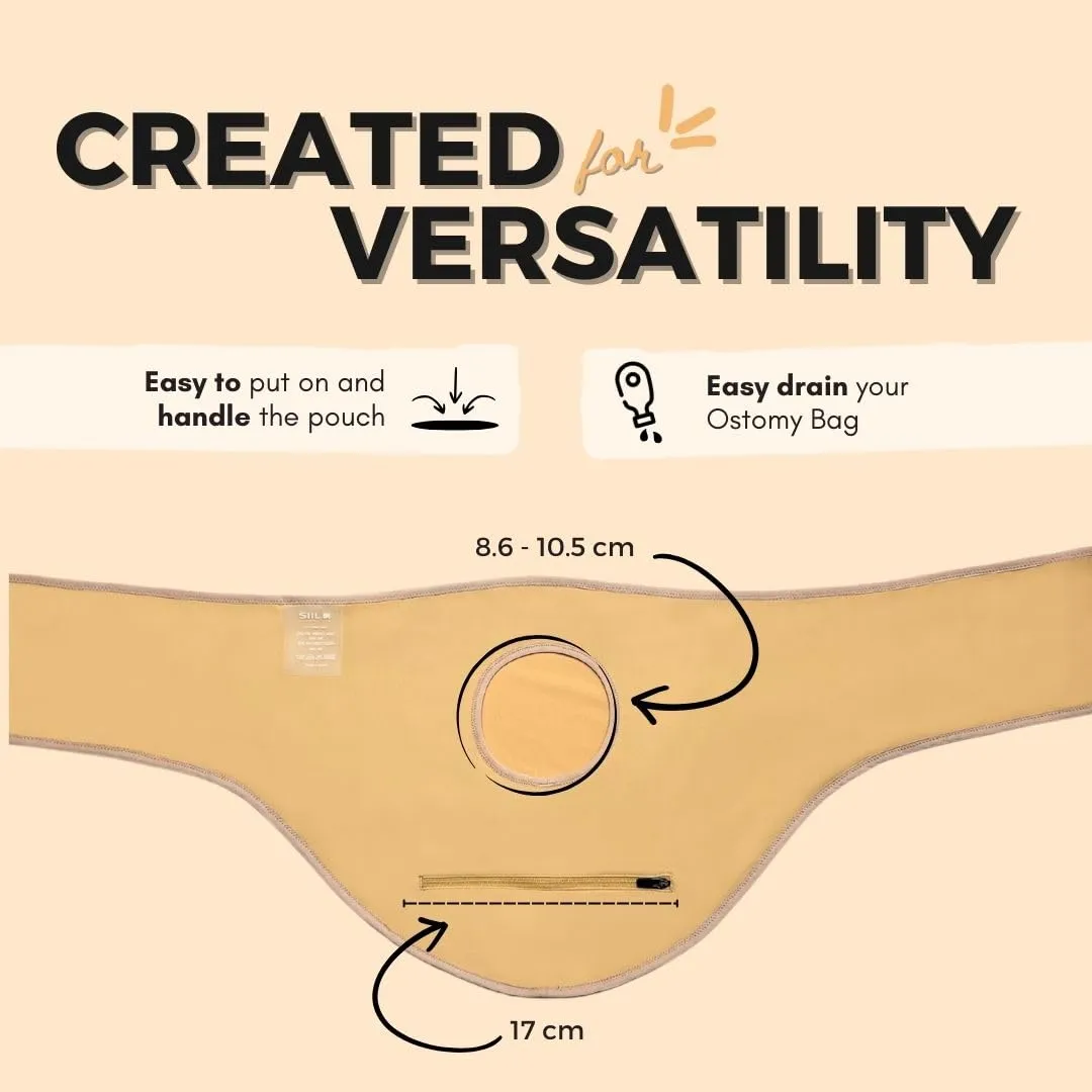 SIIL Ostomy Belt for Men | Colostomy & Ileostomy Bag Covers for Sports & Swimming | Stealth Stoma Belt with Zipper | Discreet Ostomy Wrap Abdomen Support | Made in Europe (Beige, L)