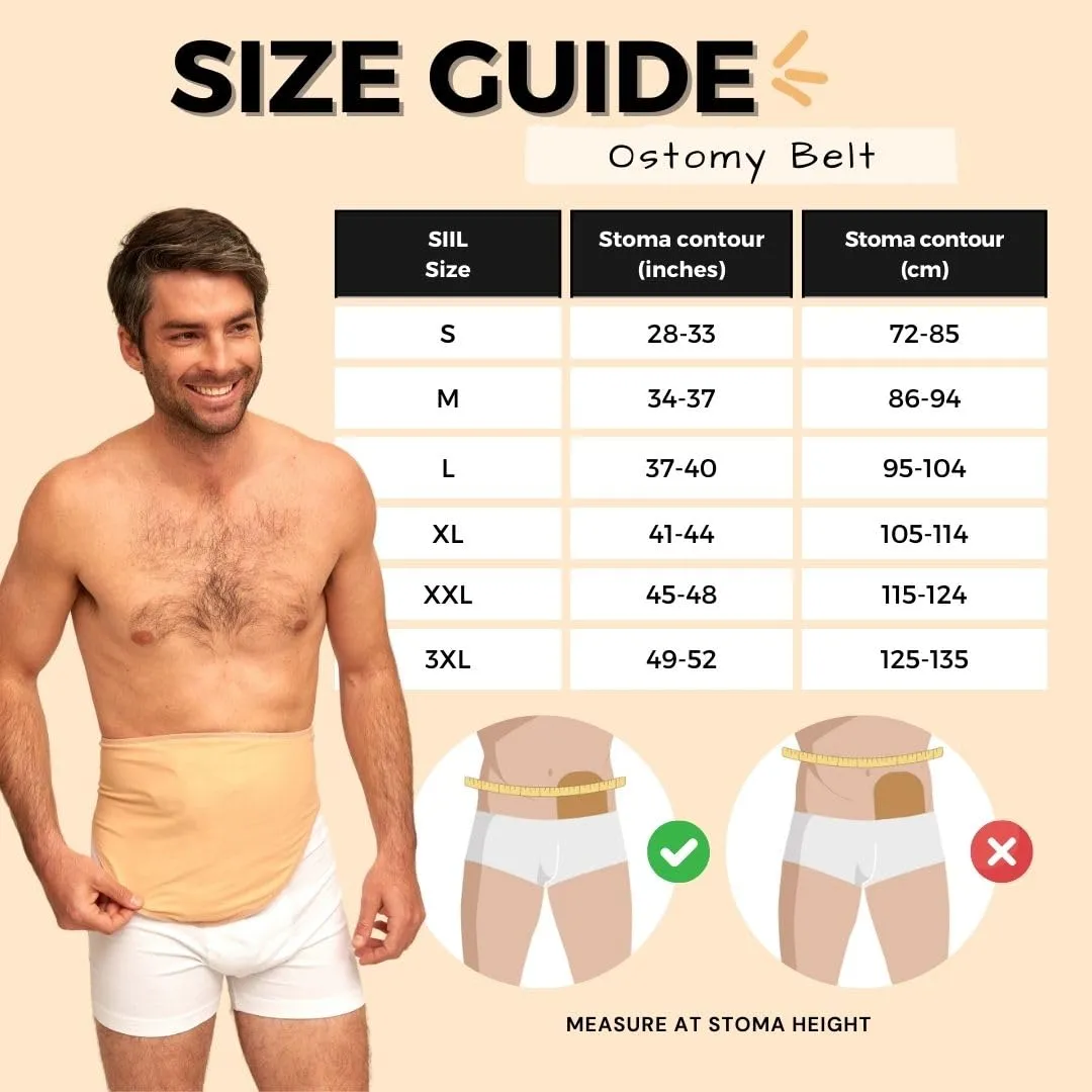 SIIL Ostomy Belt for Men | Colostomy & Ileostomy Bag Covers for Sports & Swimming | Stealth Stoma Belt with Zipper | Discreet Ostomy Wrap Abdomen Support | Made in Europe (Beige, L)