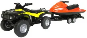 Siku 2314, Quad with Trailer and Jet-Ski, 1:50, Metal/Plastic, Yellow/Red, Detachable Trailer, Floating Jet-ski