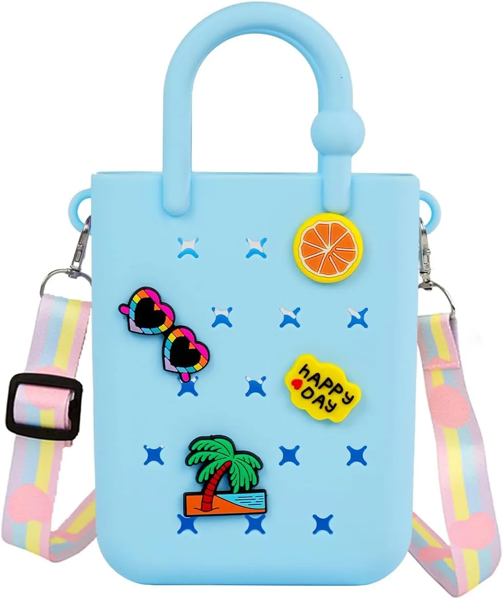 Silicone Hole Handbag Toddler Purse With Adjustable Shoulder Strap Can Be Diy Decoration, Girls Birthday Gift