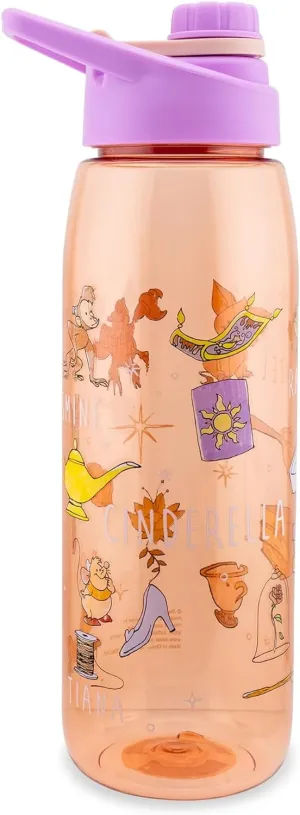 Silver Buffalo Disney Princess Icons Water Bottle With Screw-On Lid, 28 Ounces