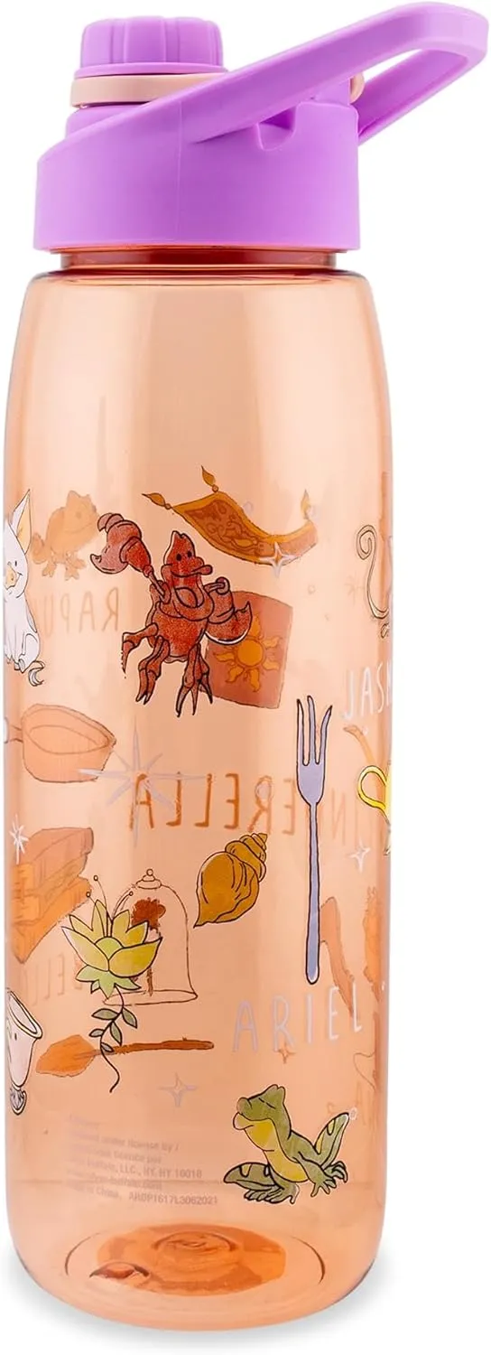 Silver Buffalo Disney Princess Icons Water Bottle With Screw-On Lid, 28 Ounces