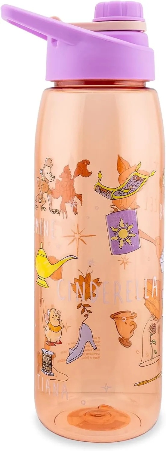 Silver Buffalo Disney Princess Icons Water Bottle With Screw-On Lid, 28 Ounces