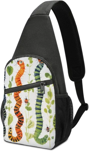 Sling Backpack Crossbody Sling Bag for Men Women Fanny Pack Caterpillar Pattern Chest Bag for Hiking Traveling