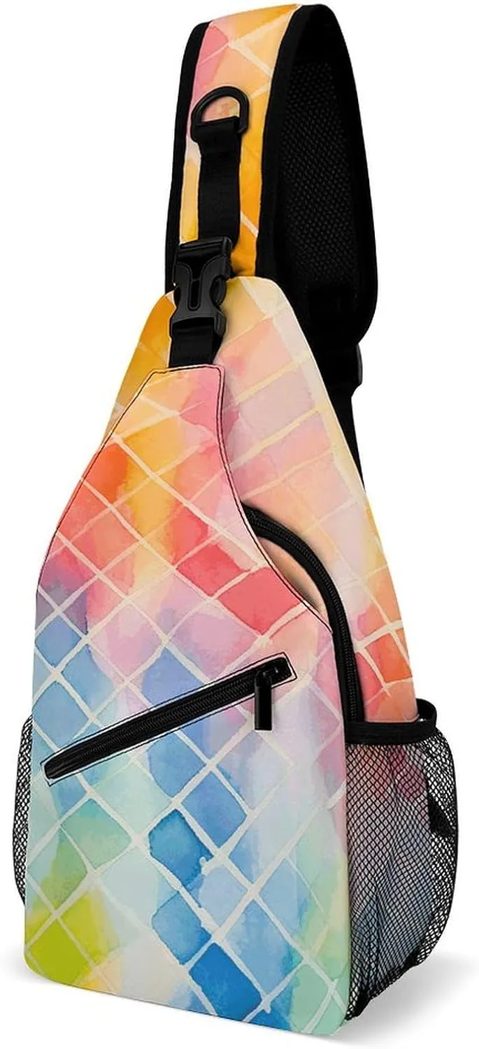 Sling Backpack for Women Men Crossbody Chest Bag Fanny Pack Color Animation Style Sling Bag for Hiking Travel
