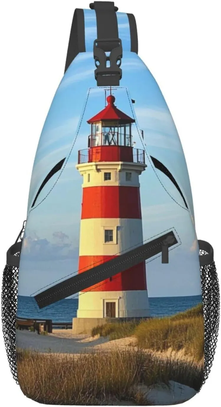 Sling Bag for Men Women Crossbody Backpack Beach Lighthouse Crossbody Bag Chest Bag for Travel Sport