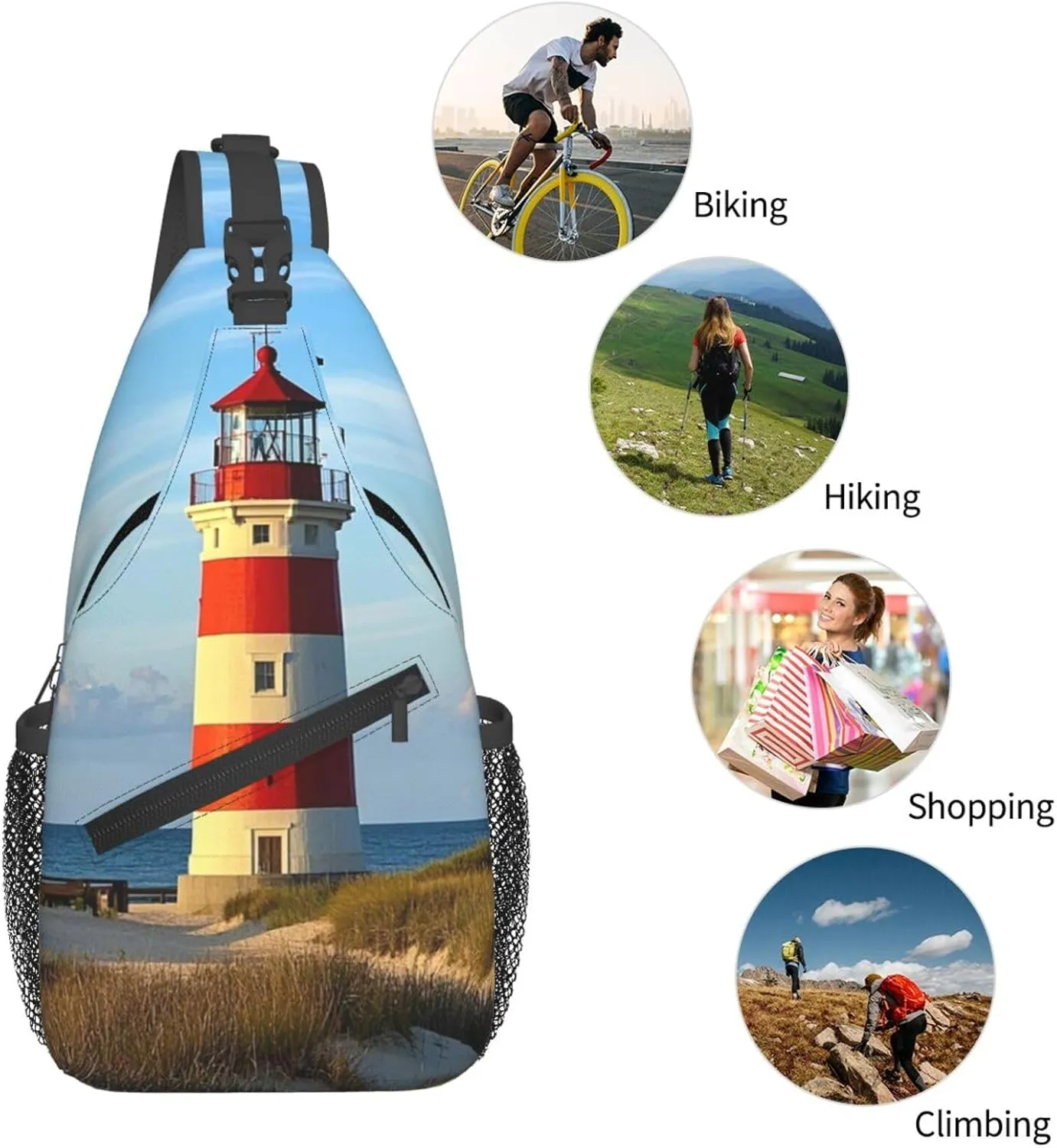 Sling Bag for Men Women Crossbody Backpack Beach Lighthouse Crossbody Bag Chest Bag for Travel Sport