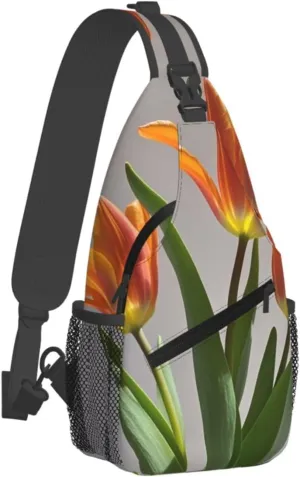 Sling Bag for Men Women Crossbody Backpack Orange tulip Crossbody Bag Chest Bag for Travel Sport