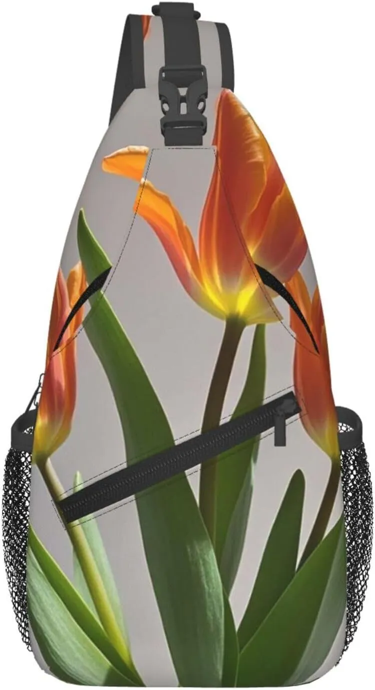Sling Bag for Men Women Crossbody Backpack Orange tulip Crossbody Bag Chest Bag for Travel Sport