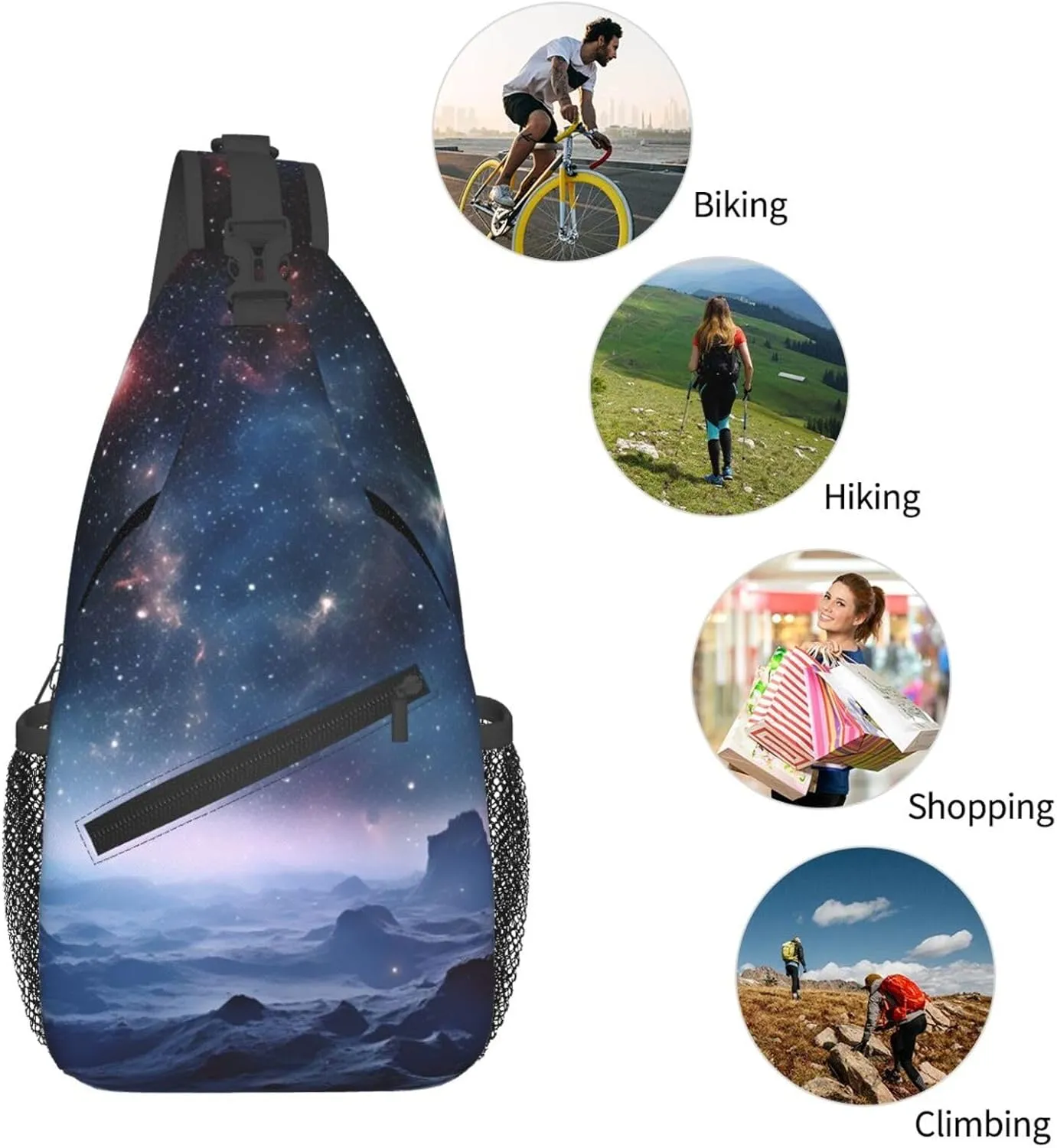 Sling Bag for Men Women Crossbody Backpack Universe Milky Way Galaxy Crossbody Bag Chest Bag for Travel Sport