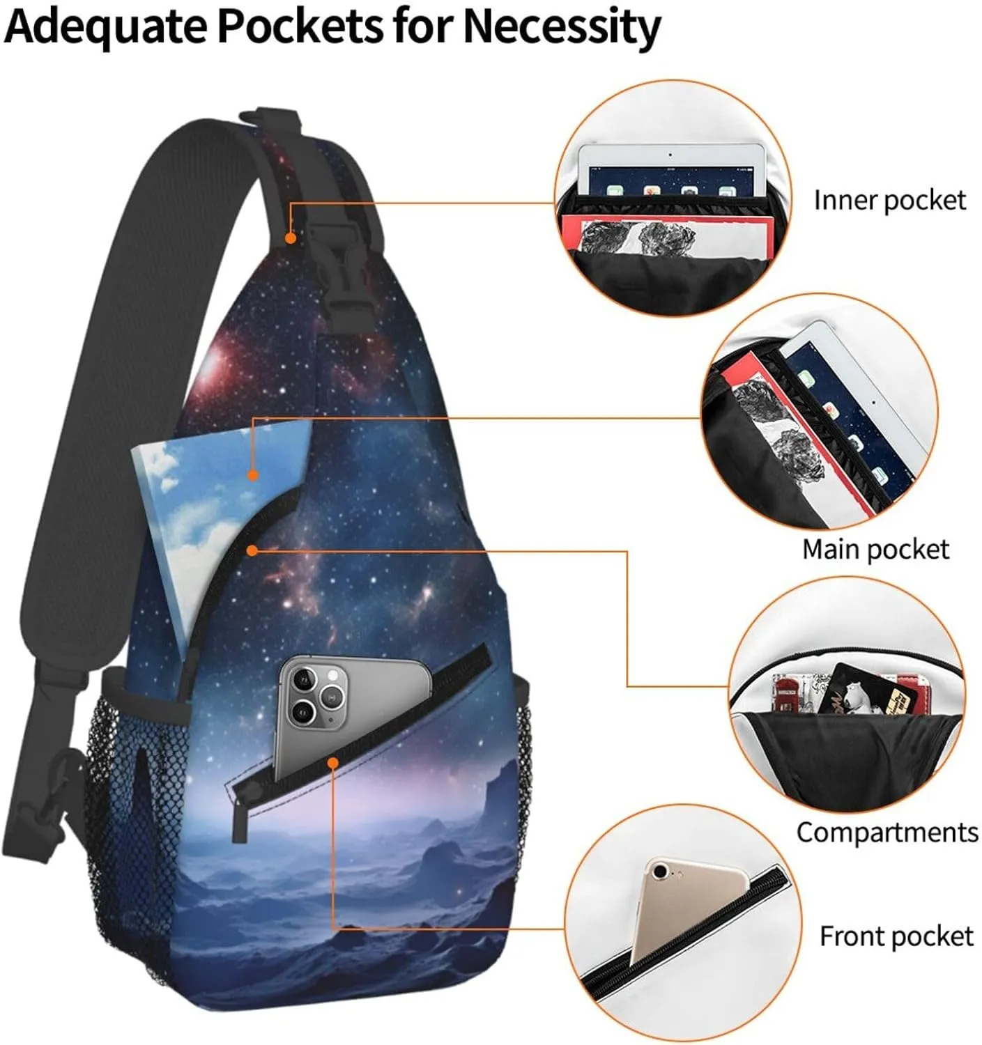 Sling Bag for Men Women Crossbody Backpack Universe Milky Way Galaxy Crossbody Bag Chest Bag for Travel Sport