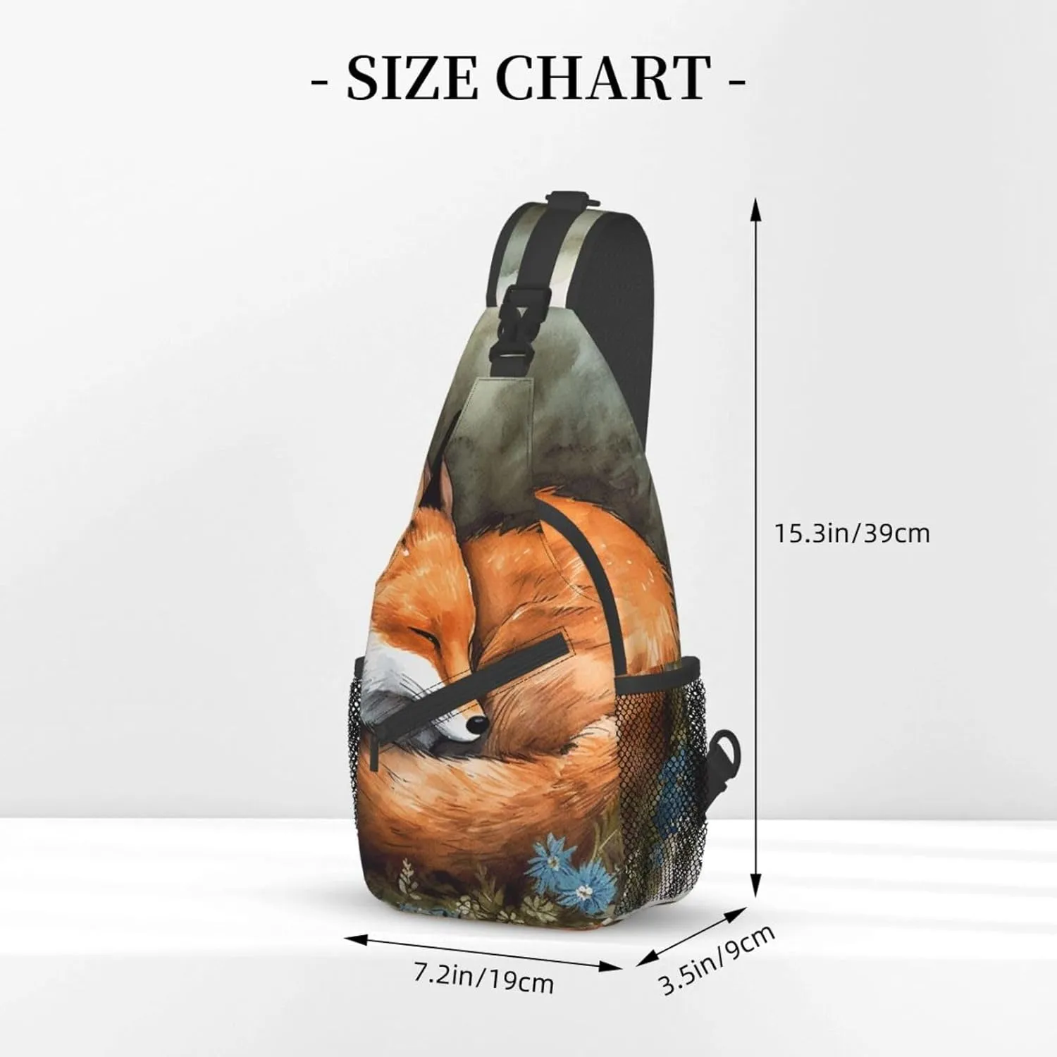 Sling Bag for Women Men Crossbody Bag Small Sling Backpack A Sleeping Fox Chest Bag Hiking Daypack