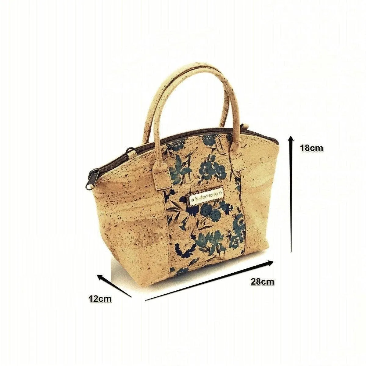 Small Cork Handbag and Cute Vegan Crossbody Purse in Blue Floral