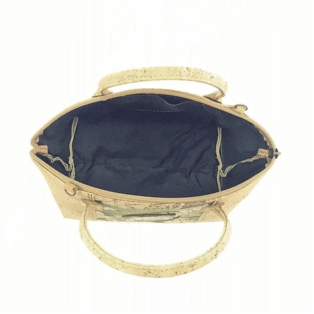 Small Cork Handbag and Cute Vegan Crossbody Purse in Blue Floral