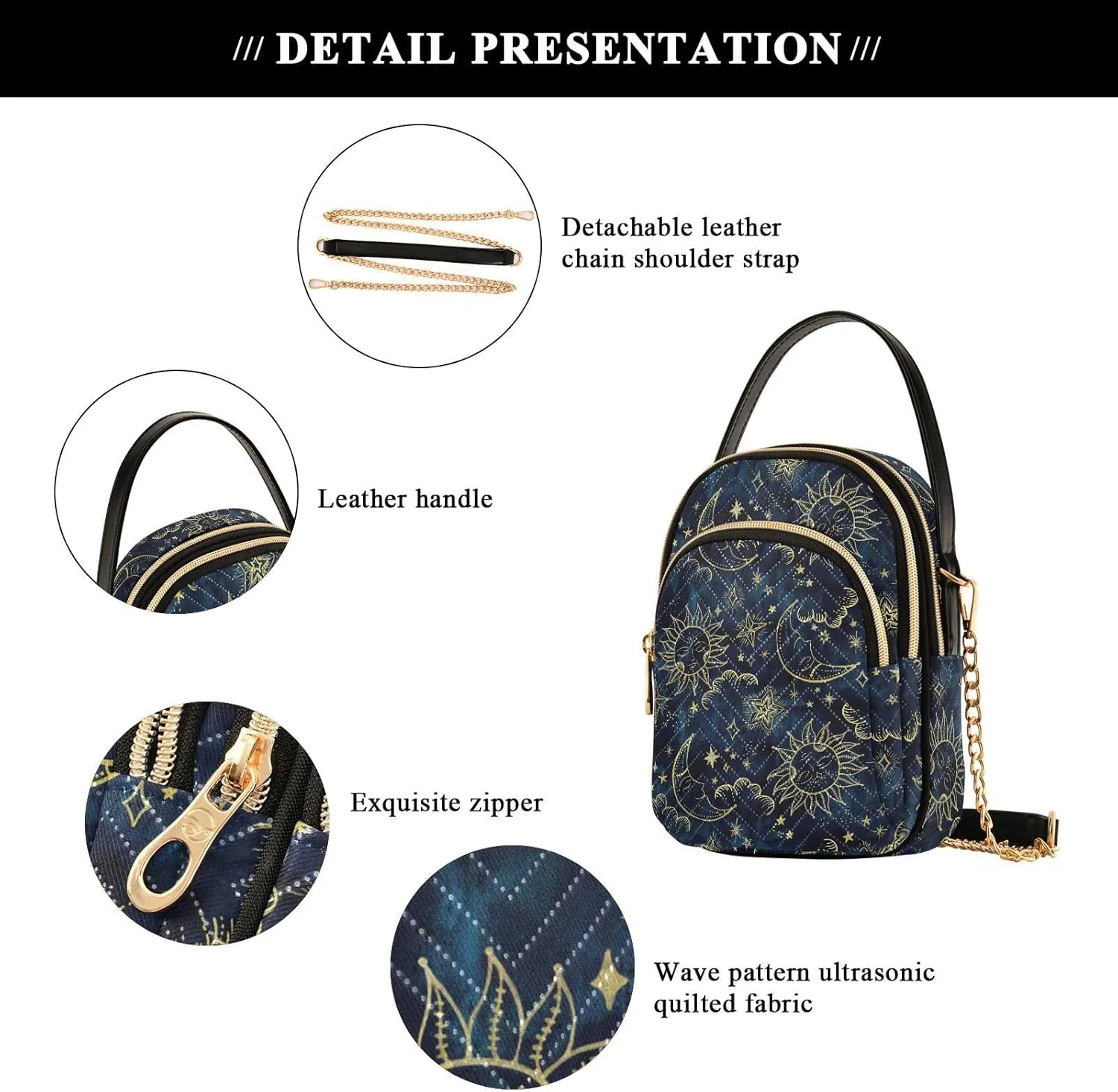 Small Cross body Bags for Women Quilted Crossbody Cell Phone Shoulder Purse Handbags Wallet Detachable Chain Bag