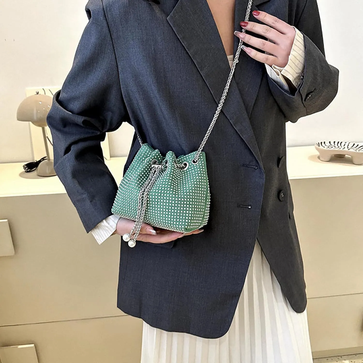 Small Crossbody Bag bucket bag Bling Shoulder Bag Purse for Women