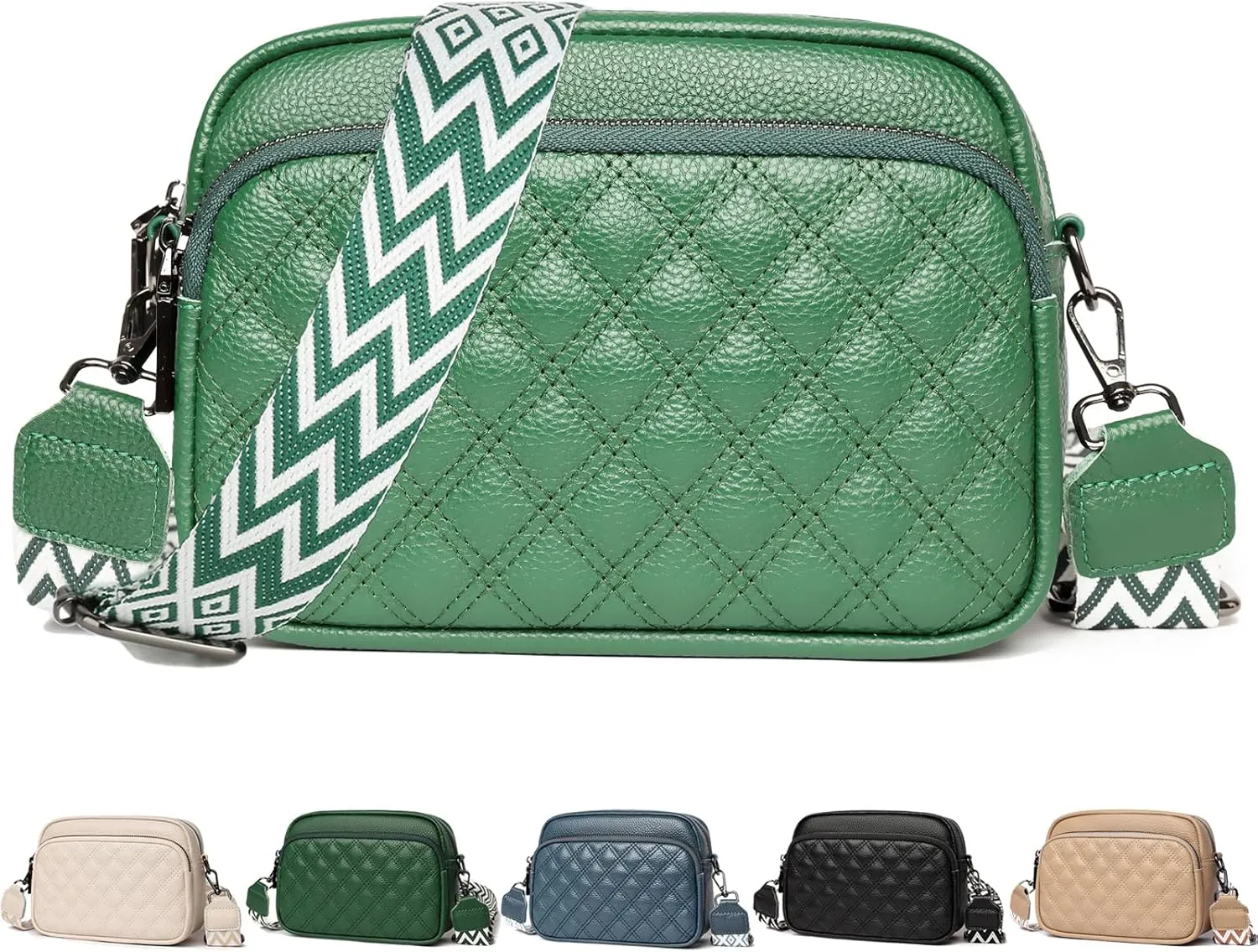 Small Crossbody Bag for Women Genuine leather Crossbody Purses with Wide Guitar Strap Shoulder Handbag Satchel