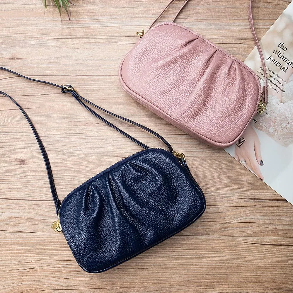 Small Crossbody Bag for Women Trendy，Genuine Leather Crossbody Cell Phone Purse with Triple Compartments.